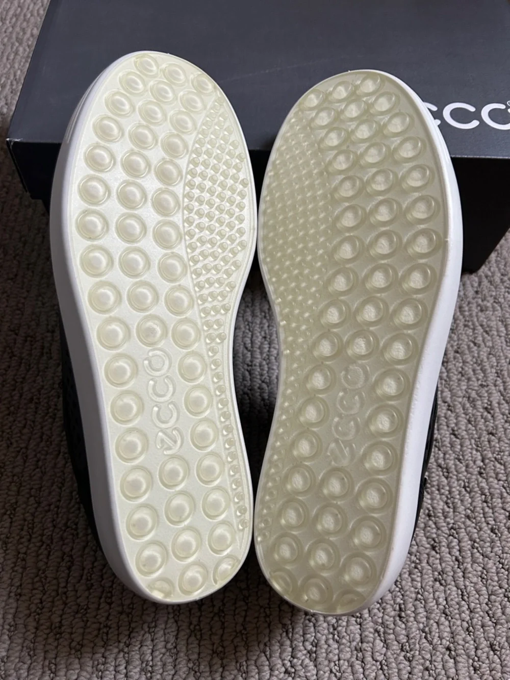 Ecco Black Perforated Leather Slip-On Sneakers with White Sole - Picture 4 of 5